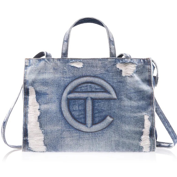 Telfar Handbags - RARE distressed denim telfar bag purse